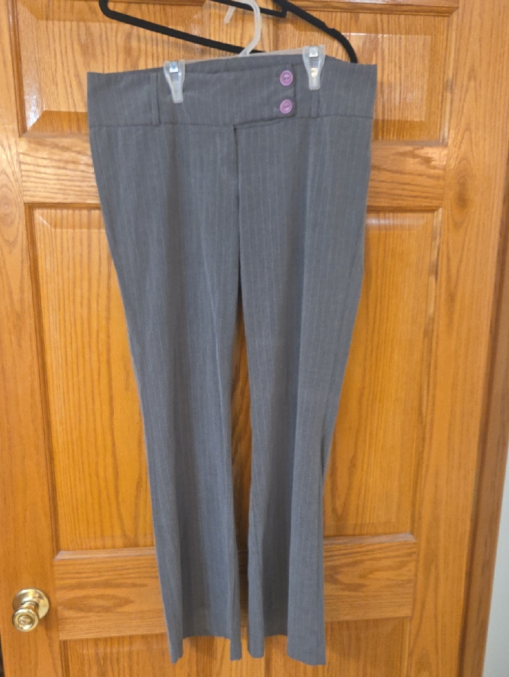 Juniors Purple Pinstripe Bootcut Pants